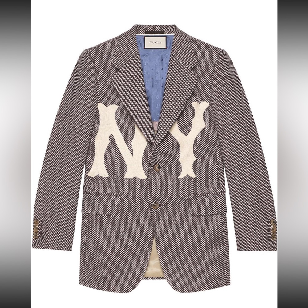 New With Tags Gucci x NY Yankees Wool Tweed Blazer Jacket 56EU/46US $3700.00